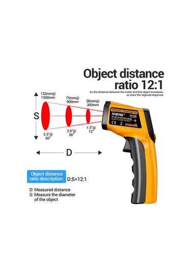 Vkemall Aneng Th109 Kızılötesi Termometre Lcd Higrometre Lazer Sıcaklık Ölçer Pirometre Elde Taşın