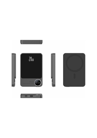 Yifomall 5000mah Gri Metal Ultra İnce Magsafe Manyetik Power Bank - Pd20w Çift Yönlü Hızlı Şarj Ve Kablosuz Şarj Desteği