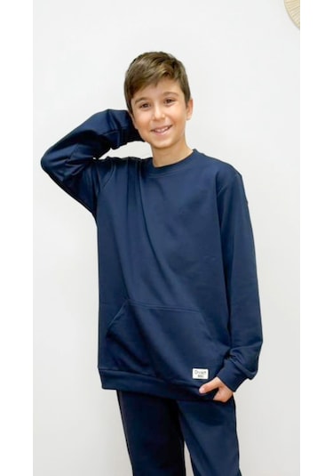Divinus Erkek Çocuk Kangru Cepli Sweatshirt Lacivert