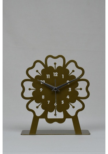 Mercan Model Metal Lazer Kesim Akar Sessiz Mekanizmalı Masa Saati Gold