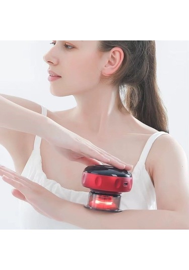 12 Kademeli Sıcaklık Emişli Bardak Çekme Terapisi, Vakumlu Masaj Aleti,terapi Cihazı Gua Sha-masaj Cihazı Beyaz