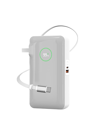 Wiwu Wi-p049 Noble Serisi Type-c Kablolu Dijital Led Göstergeli Powerbank Pd 35w 10000mah Gri