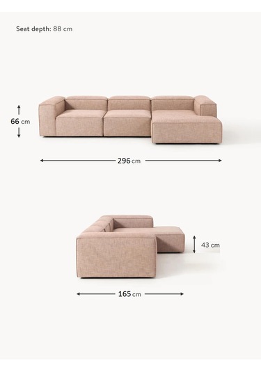 Most Mollis Plus 3 Modül Sağ Köşe Koltuk 09 Bej Keten Kumaş Yumuş