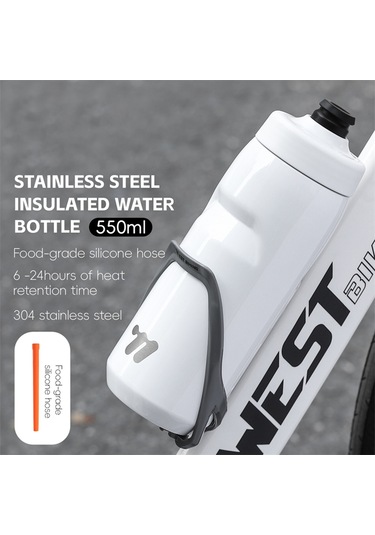 West Bıkıng Yp0721053 550ml Paslanmaz Çelik Yalıtımlı Şişe Spor Bisiklet Su Şişesi Bpa İçermez, Fda Yok Beyaz
