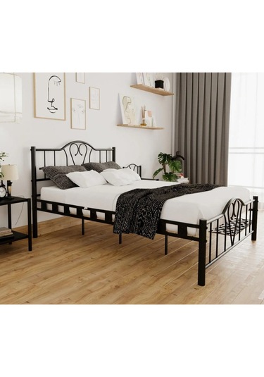 Reyo Orkide Tek Kişilik Ferforje Siyah Metal Karyola 120x200