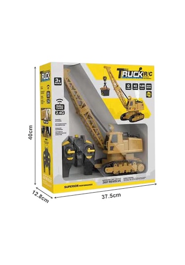 Şarjlı Işıklı Sesli Kumandalı Duman Atan 1:20 Ölçek Oyuncak Vinç Çok Renkli