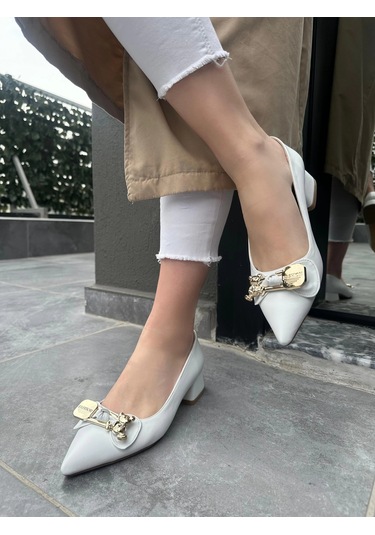 Jies Beyaz Topuklu Ayakkabı Beyaz