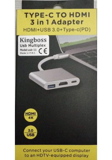Type-c Hdmı 3 İn 1 Adapter Hdmı Usb 3.0 Çevirici Dönüştürücü Adap