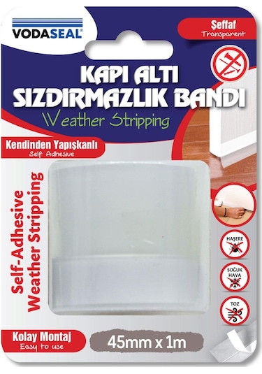 Vodaseal Kapı Altı Sızdırmazlık Bandı 45 Mm. - 1 Mt. - Şeffaf 1 M