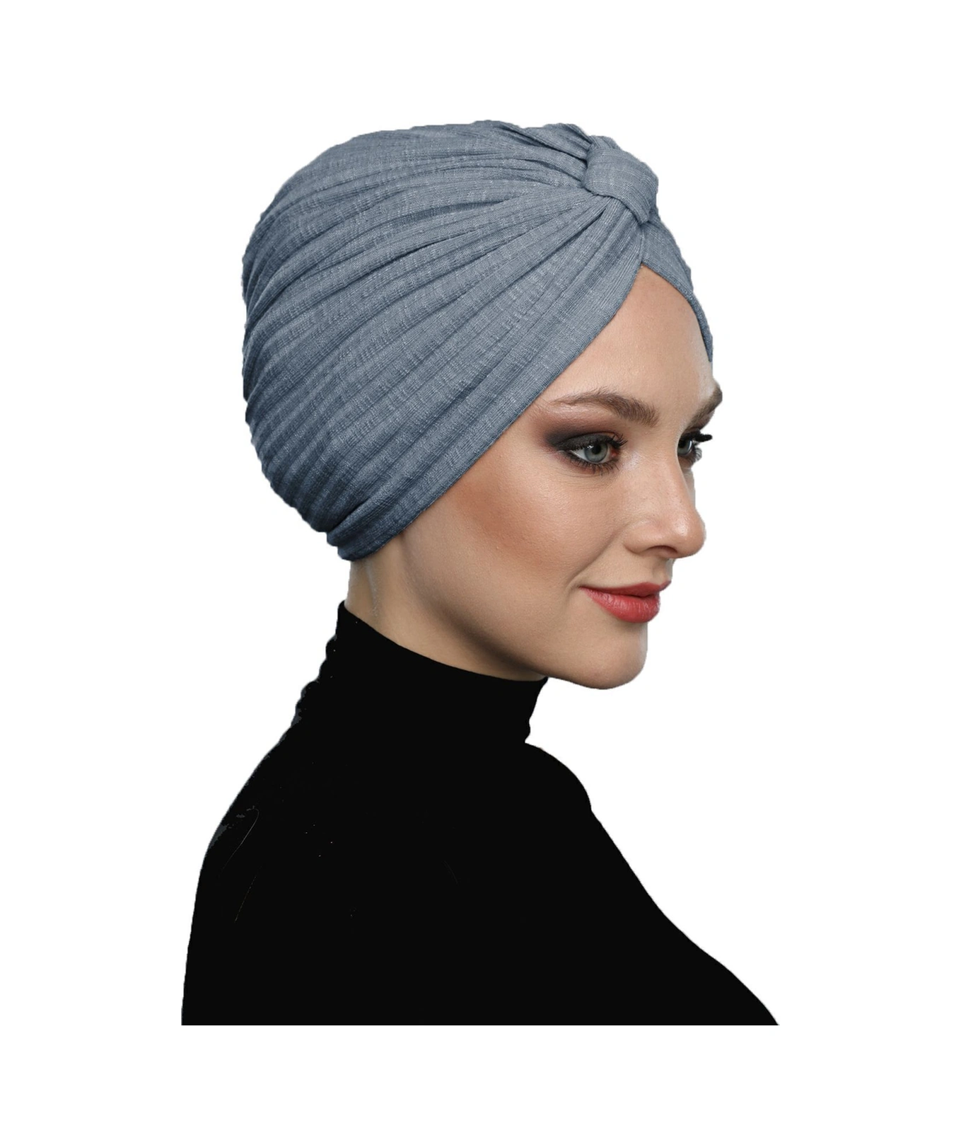 Pamuklu Bantlı Çapraz Astarlı Koyu Gri Hazır Türban Tesettür Havuz Bonesi Koyu Gri