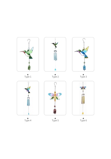 Geeroyoo Mavi Balık Kuşu Desenli Metal Ve Cam Çalgılı Rüzgar Çanları - Ev Bahçe Dekorasyonu, Stres Azaltıcı Ses, Hediye Özel