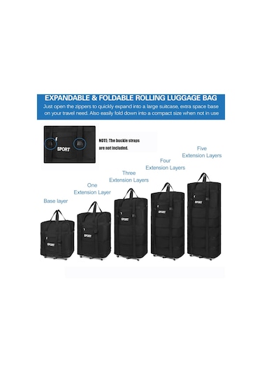 Seyahat İşi İçin Genişletilebilir Bavul Çantası Katlanabilir Tekerlekli Bagaj Çantası 22inch