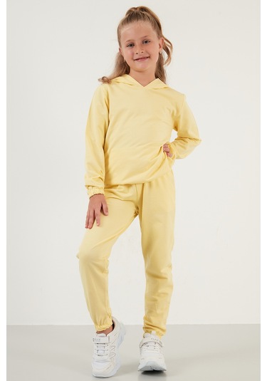 Lela Kapüşonlu Cepli % 100 Pamuk Çocuk Unisex Çocuk Takım 5922021 Sarı