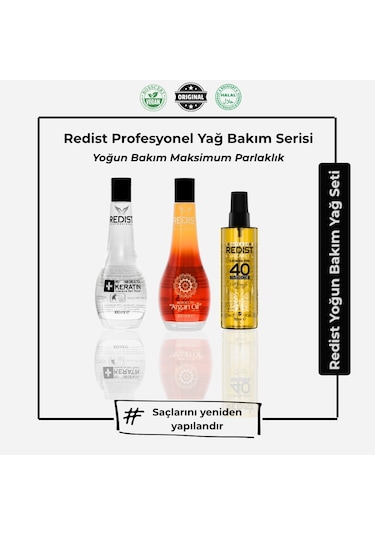 Redist Keratin Yağı 100 ML + Argan Yağı 100 ML+ Redist 40 Yağ 150 ML