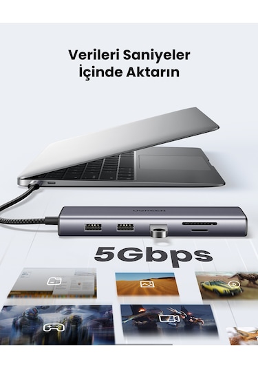 Ugreen 10'u 1 Arada Usb-c Hub - 4k Hdmı, Ethernet, Pd, Kart Okuyucu 15601