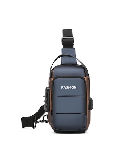 Hafif Erkek Rahat Göğüs Çantası Taşınabilir Minimalist Hırsızlık Karşıtı Şifre Blue Gold Altın