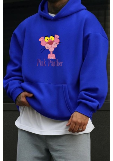Pink Panter Baskılı Sweatshirt Saks Mavisi