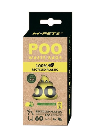 M-pets Poo %100 Recycled Dışkı Poşeti Limon Kokulu 4x15 Yaprak