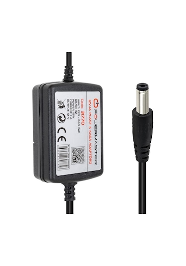Powermaster Pm-31770 12 Volt - 1 Amper - 12 Watt 5.5 2.5 Mm Uçlu İki Ucu Kablolu Masaüstü Adaptör-4901
