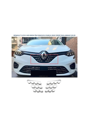 Ebal Otomotiv Renault Clio 5 Hb - Ön Panjur Krom IZGARA 6 PRÇ
