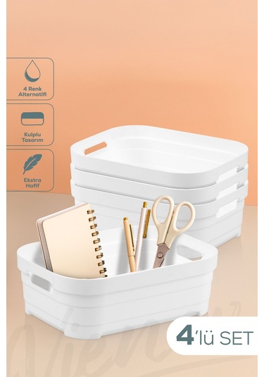 Vienev 4'lü 2,8 Litre Saklama Kutusu Beyaz Beyaz