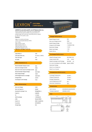 Lityum Akü 12.8v 200ah Lifepo4 Lexron