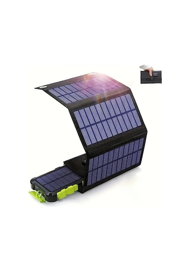 20w 4 Katlı Siyah Güneş Paneli Taşınabilir Katlanabilir Usb Şarj Cihazı Kamp Seyahat İçin Solar Panel