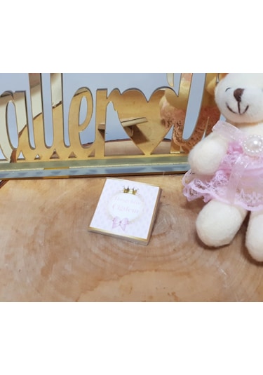 Etiketli Madlen Çıkolata 4X4 cm(20 Adet)
