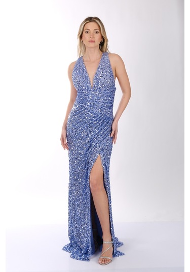 Abiye Elbise Dori 00kb7082 Mavi