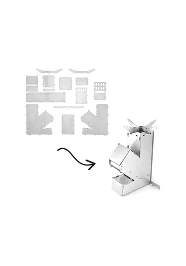 Jokmae Taşınabilir Ayrık Çelik Kamp Fırını - Mini Boy 18cm - Doğa Yemek Pişirme Aleti Gümüş Çok Renkli