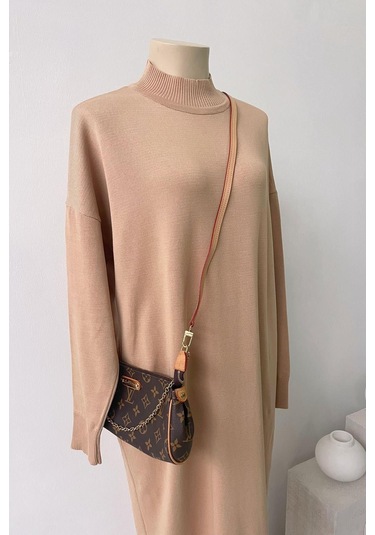 Merserize Elbise - Sütlü Kahve