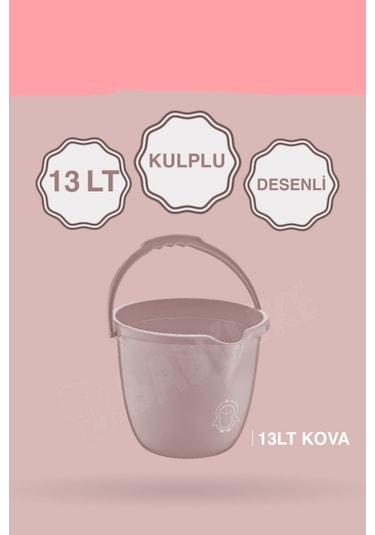 Çocuklar İçin 2'li Banyo Seti Kulplu Kova & Oluklu Maşrapa Set Pembe