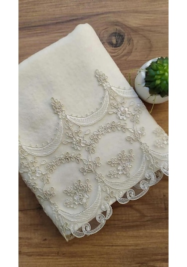 Fabella Çeyizlik Kadife El ve Yüz Havlu Seti 2'li Set 50/90cm Bej - Kahverengi