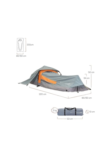 Where Tomorrow Rechteck Otomatik Çadır Gri