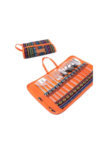 Sones Açık Sofra 12 Parça Takım Elbise Kamp Taşınabilir Paslanmaz Çelik Çubuklarını Bıçak Çatal Kaşık Malzemeleri Piknik Çantası Çok Renkli