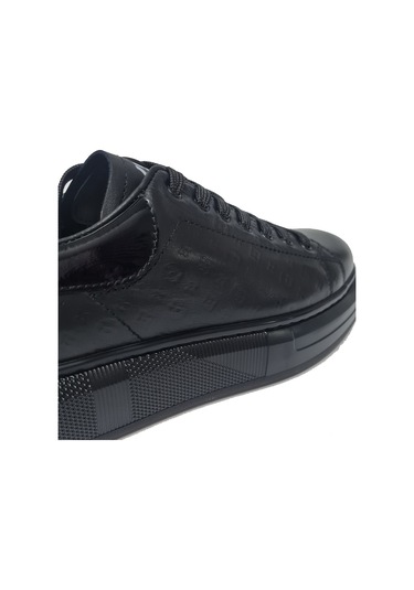 Marcomen Bağcıklı Lv Model Baskılı Kalın Düz Taban Sneaker Ayakkabı 21006 Siyah