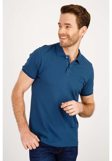 Igs Marin Modernfit Dar Kalıp Erkek Polo Yaka Tişört Mavi