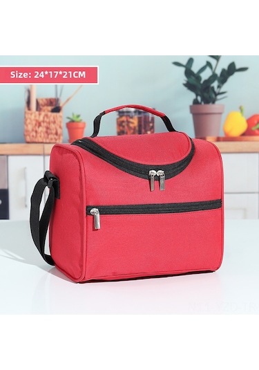 Yuntech01 Büyük Kapasiteli Aluminyum Folyo İçli Isı Saklama Çanta, Ofis/manzaralar İçin Kalın Tasarım El Çantası Kırmızı