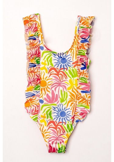 Uv Korumalı Askılı Mayo Kız Çocuk Yüzücü Mayo 5569 Turuncu Turuncu