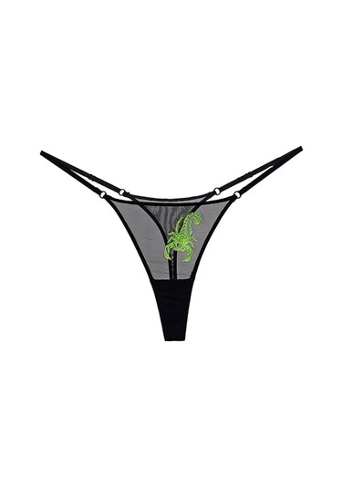 Yeşil Narin Serin Akrep Nakış Şerit Tanga İle Perspektif Örgü Yeşil