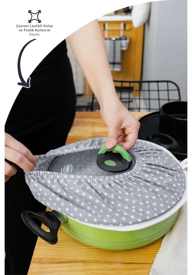 6 Parça Mutfak Seti & Mutfak Önlüğü , Fırın Eldiveni , 2li Tutacak , Organizer Poşetlik , Demlematikgri Puantiye