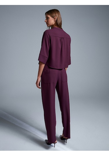 Dilvin 72195 Beli Lastikli Salaş Pantolon-bordo Bordo
