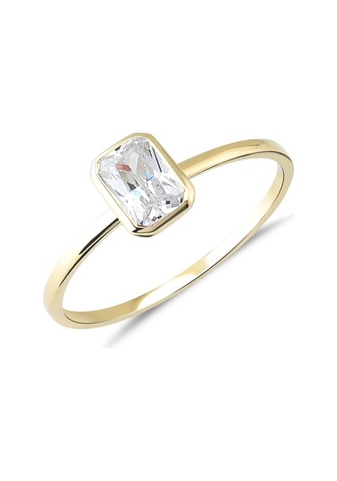 Beyaz Taşlı Altın Tektaş Yüzük Yza.103.01