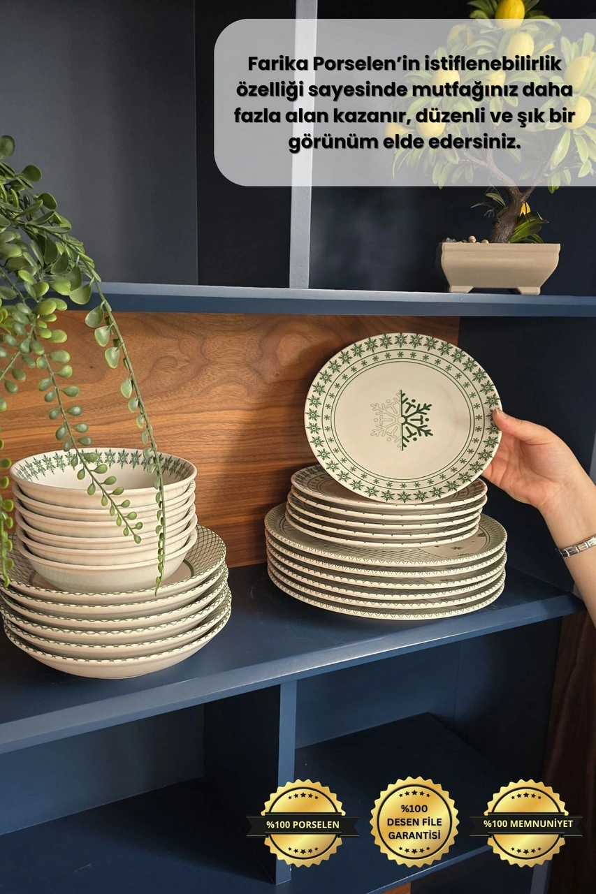 Kartanem 18 Parça 6 Kişilik Porselen Yemek Takımı Çok Renkli