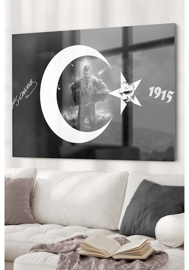 Seyit Onbaşı Atatürk Temalı Cam Tablo 50x70 Cm