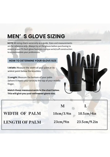 Fochsia Usb Isıtmalı Eldiven 3 Seviye Sıcaklık Kontrolü Dokunmatik Uyumlu Siyah