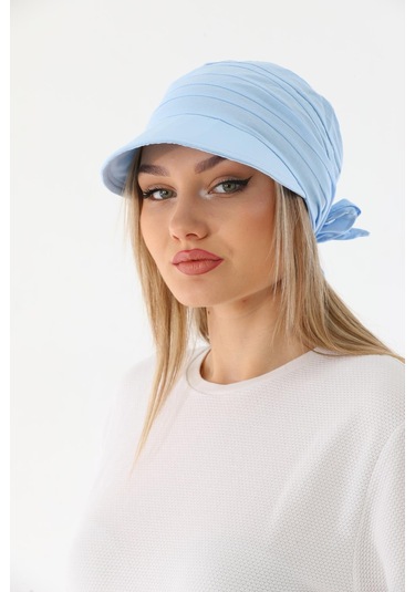 Safari Bağlamalı Bebe Mavisi Siperli Bandana Vizör Bebe Mavisi