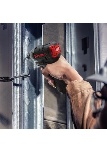 Kress KUG02 12 V 2.0 Ah. Li-ion Çift Akülü Kömürsüz Şarjlı Darbeli Matkap + Kömürsüz Darbeli Tornavida Kombo Set