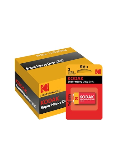 Kodak 10 Adet Çinko Karbon Blisterli 9 Volt Pil