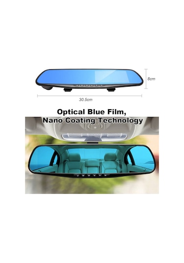 Tenfowee Araç Geribakış Aynası Sürücü Kaydedici, 1080p Hd Lens, 170 Geniş Açı, G-sensor, Döngüsel Kayıt, Park Monitörü